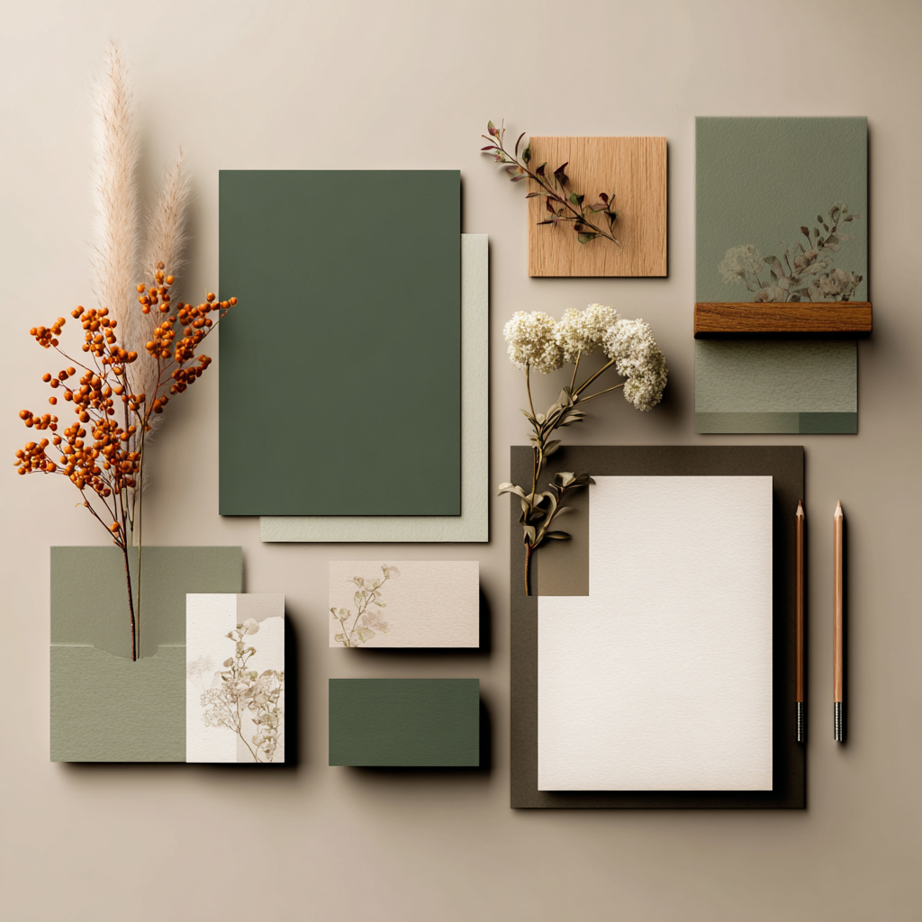 Accueil 1 a flat lay of stationery and business cards arran cc