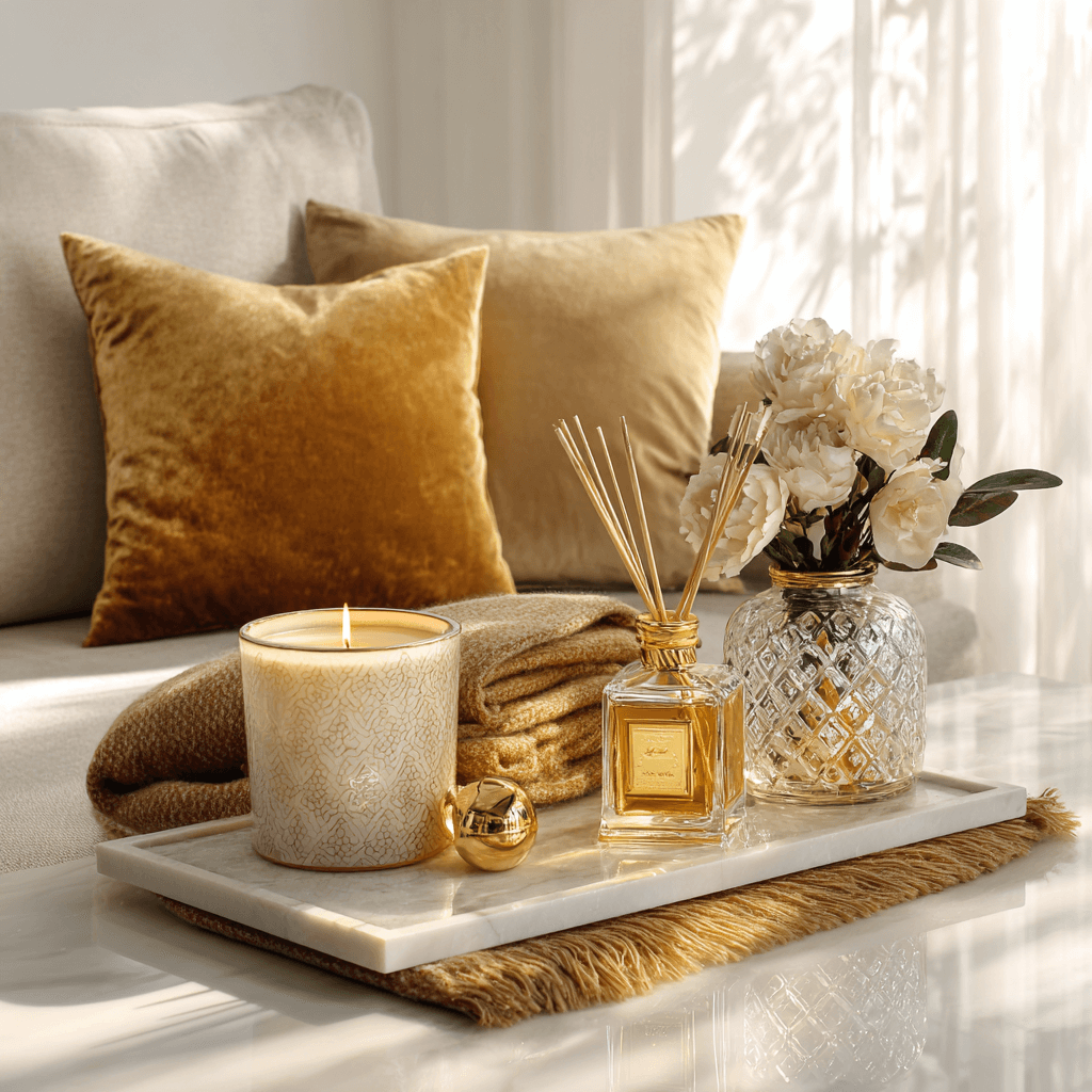 vue du dessus dun ensemble daccessoires dintrieur